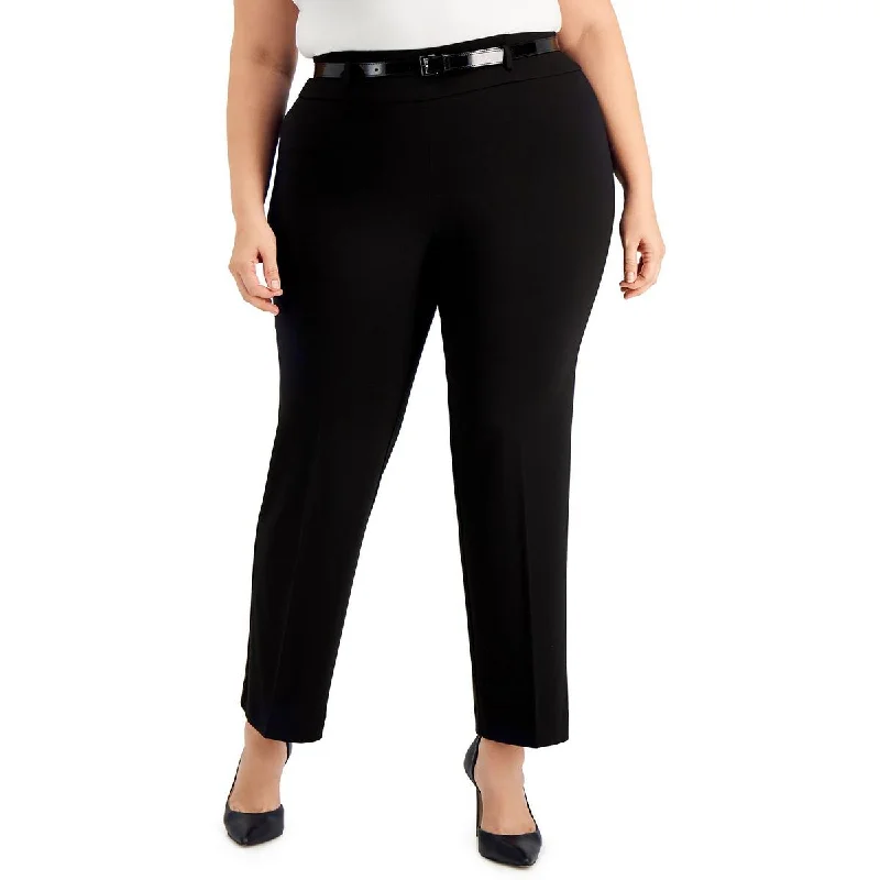 Stretchy tight trousers for women with soft fabric and flexible fit -Kasper Womens Plus Casual Pull On Bootcut Pants