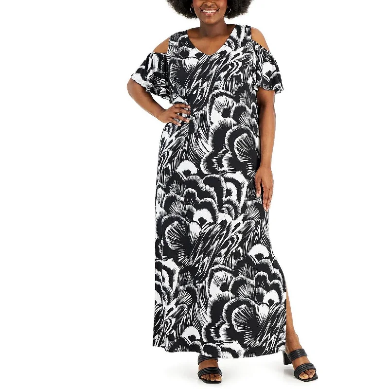 Casual Dresses for Everyday -Connected Apparel Womens Plus Side Slits Long Maxi Dress