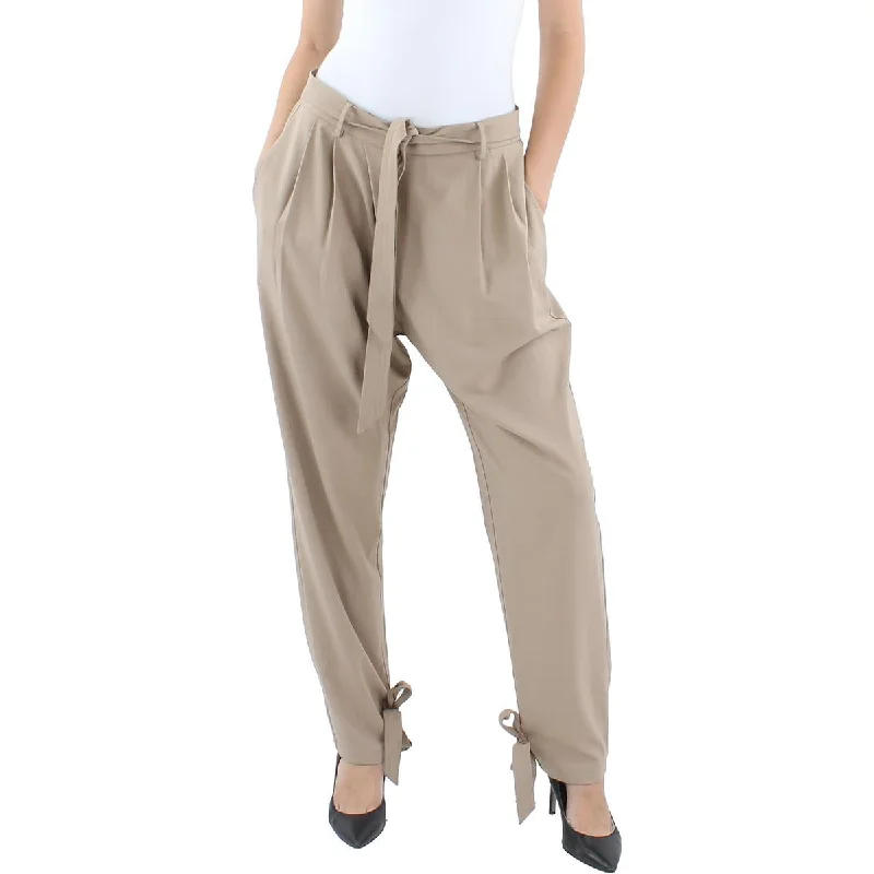 Comfortable tight trousers for women with soft cotton fabric and stretch -Aqua Womens High Rise Smocked Paperbag Pants