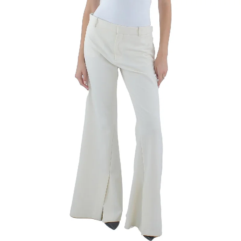 Pleated tight trousers for women with vintage-inspired design and modern twist -FRAME Womens Slim Fit Split Hem Flared Pants