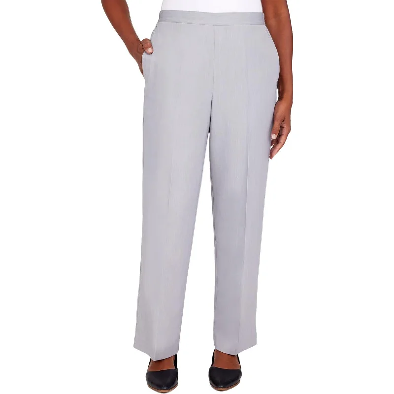 High-waisted tight trousers for women with tapered leg and vintage-inspired design -Alfred Dunner Womens High Rise Stretch Straight Leg Pants