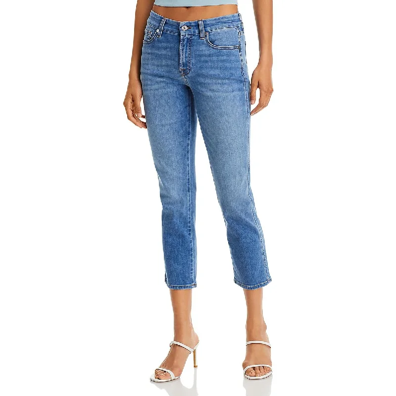 High-waisted tight trousers for women with tapered leg and vintage-inspired design -7 For All Mankind Womens Kimmie High-Rise Ankle Cropped Pants