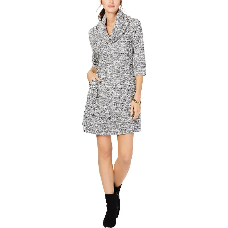 Khaki Dresses for Casual -Signature By Robbie Bee Womens Petites Cowlneck Comfy Sweaterdress