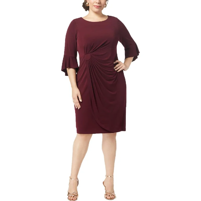 Party Dress for Beach Party -Connected Apparel Womens Plus Drapey Bell Sleeves Cocktail And Party Dress