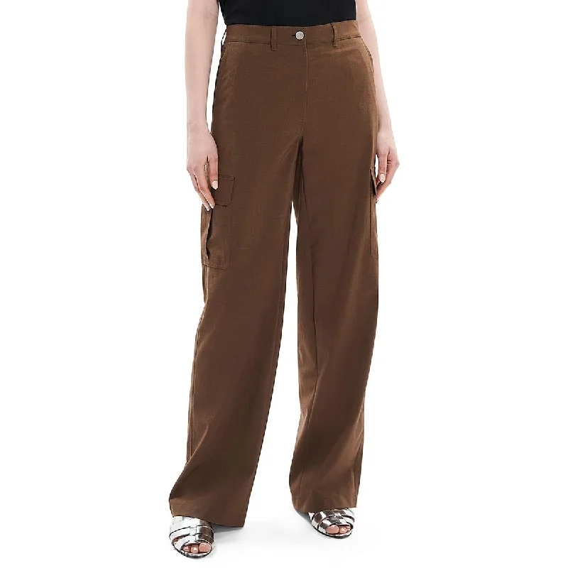 Tight trousers for men with stretch fabric and slim, modern cut -Theory Womens High Rise Slub Cargo Pants