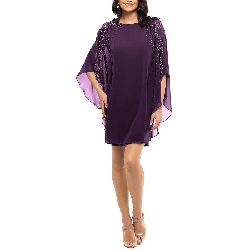 Capri Dresses for Playful -X by Xscape Womens Petites Chiffon Cape Sheath Dress