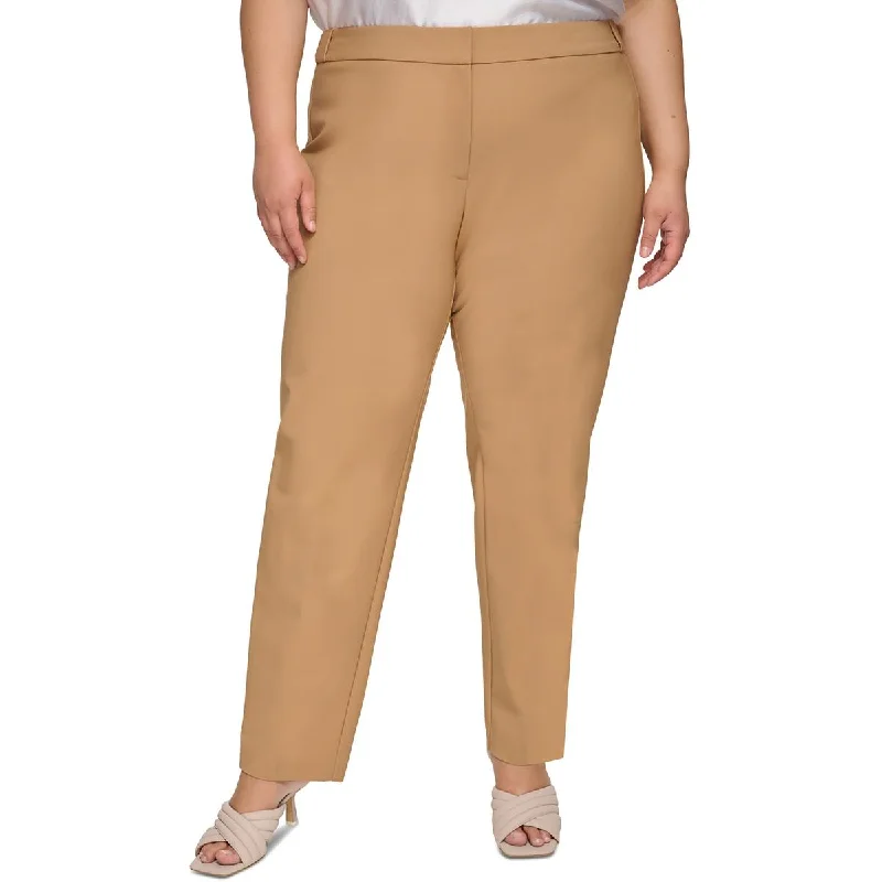 Stretch-fit tight trousers for women with all-over fit and body-hugging silhouette -Calvin Klein Womens Plus High Rise Slim Leg Ankle Pants