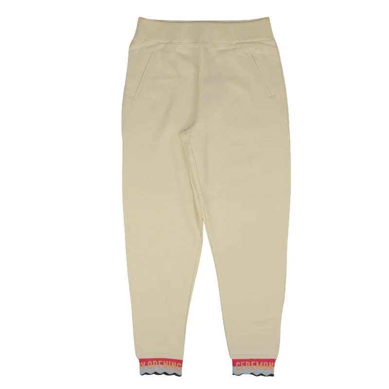 High-rise tight trousers for women with pleated front and classic look -Cloud White Elastic Logo Sweatpants