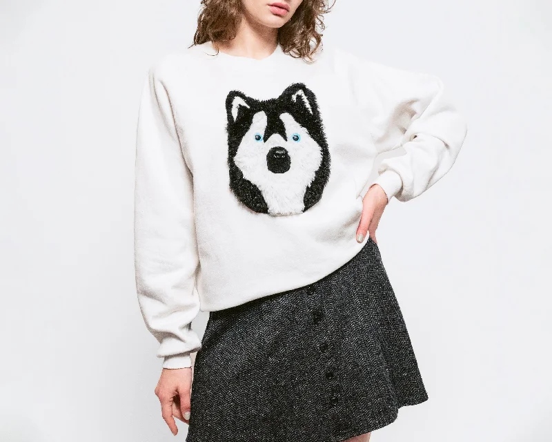 Retro Blouses for Throwback -XL 90s Husky 3D Graphic Sweatshirt