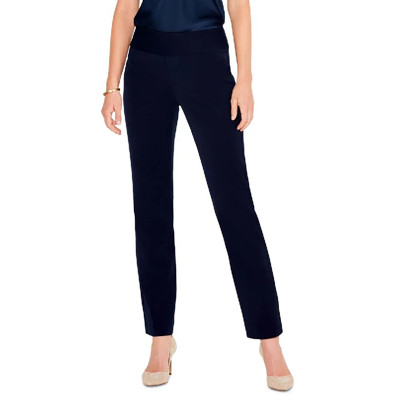 High-waisted tight trousers for women with elastic waistband for added comfort -Nic + Zoe Womens Work It Knit Stretch Straight Leg Pants