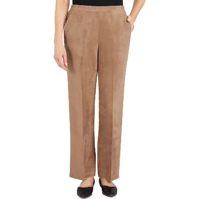 Tight office trousers for women with professional cut and flattering fit -Alfred Dunner Womens Faux Suede Straight Leg Pants