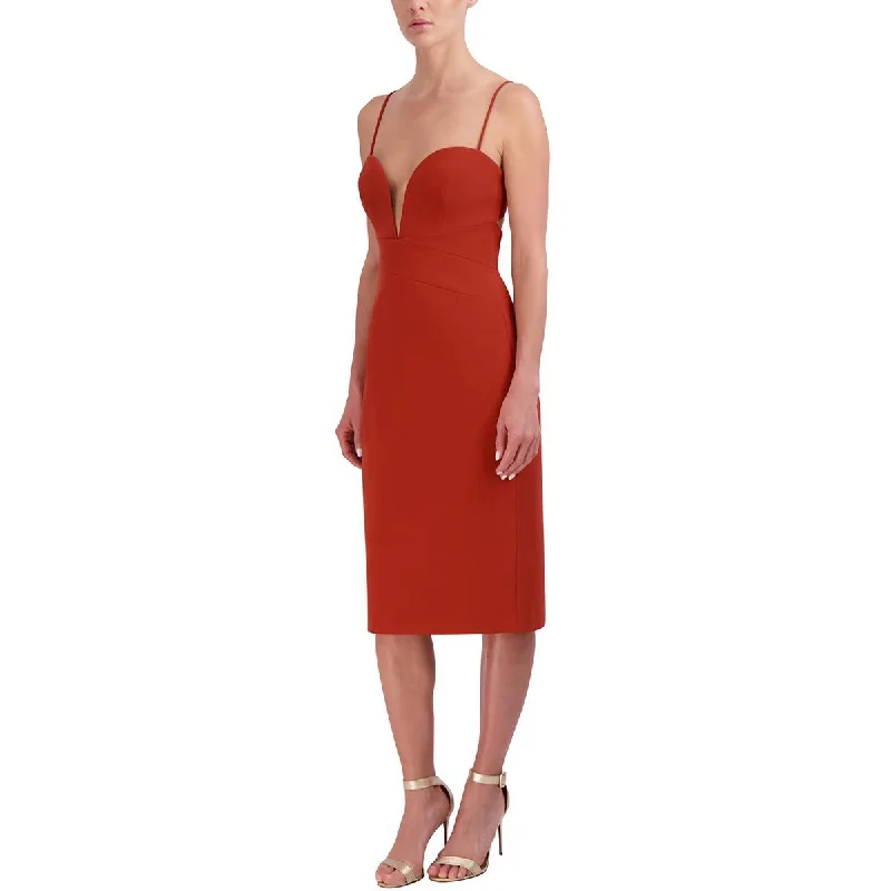 Party Dress for Vintage Party -BCBGMAXAZRIA Womens Open Back Midi Cocktail And Party Dress