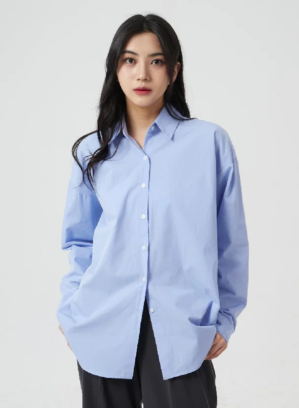 Blouson Blouses for Relaxed -Pastel Color Oversized Shirt BM304