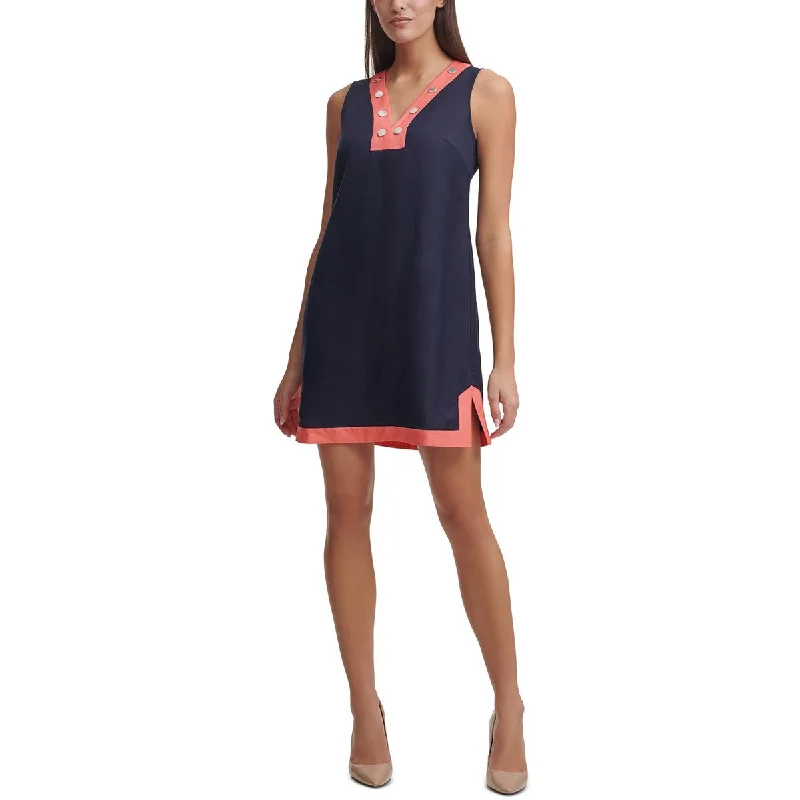 Birthday Dresses for Celebration -Tommy Hilfiger Womens Contrast Trim Mini Shift Dress