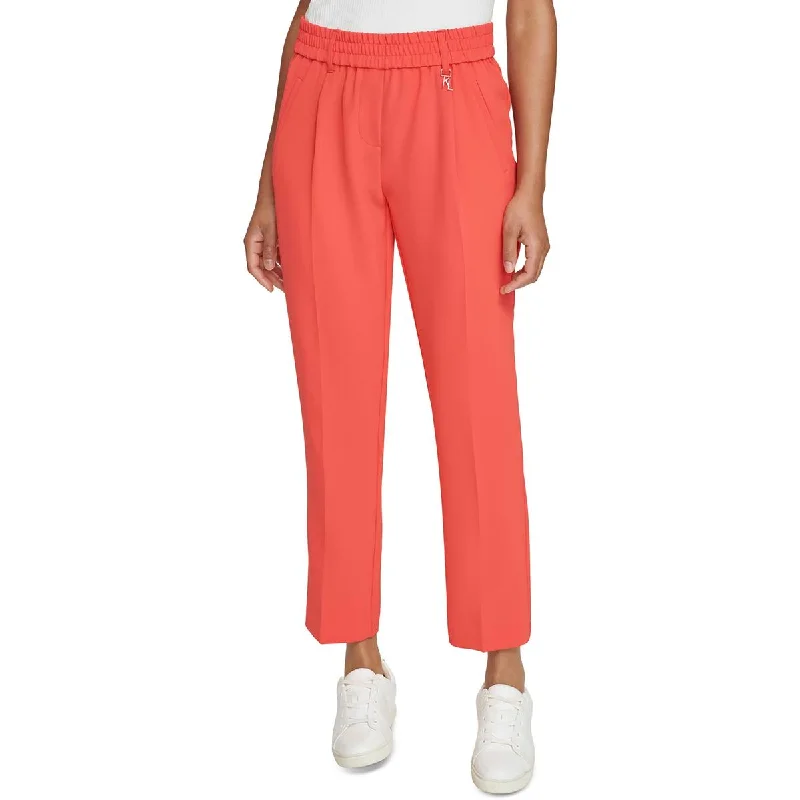 Loose-fit tight trousers for women with high waist and casual, comfortable style -Karl Lagerfeld Paris Womens High Rise Pull On Ankle Pants