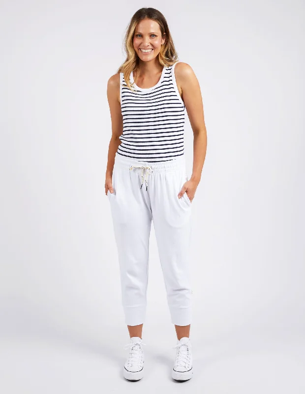 Casual tight trousers for women with comfy waistband and minimalistic style -Elm Brunch Pant White