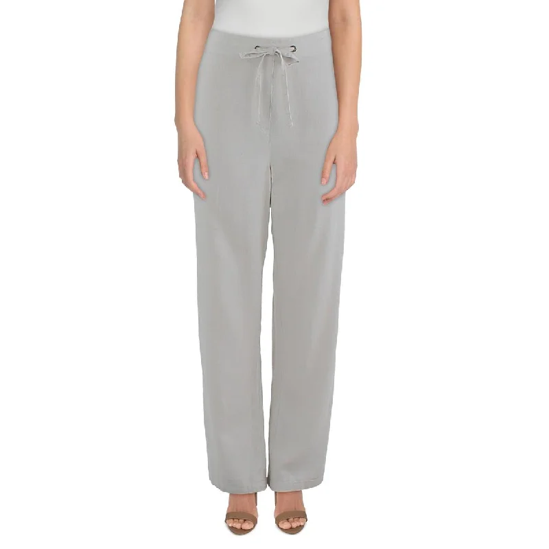 Retro-inspired tight trousers for men with a high-waisted fit and 80s vibe -Per Se Womens Drawstring Hem Linen Wide Leg Pants