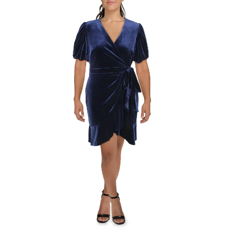 Party Dresses for Celebration -Lauren Ralph Lauren Womens Velvet Surplice Wrap Dress