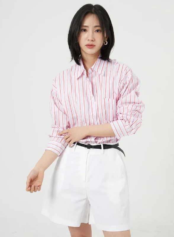 Modern Blouses for Trendy -Oversized Stripe Shirt OM329