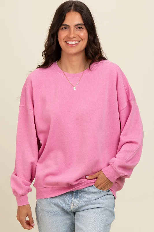 Spandex Shirts for Fit -Pink Heather Crewneck Sweatshirt