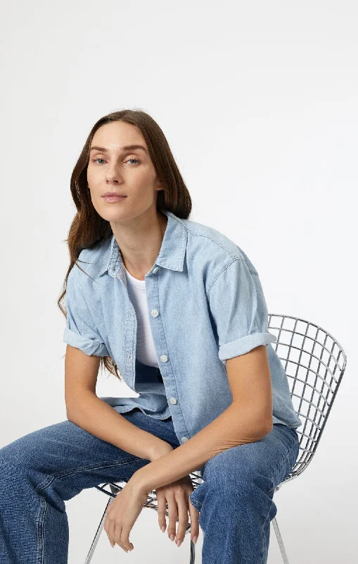 Striped Shirts for Fashion -DEVA SHIRT IN BLEACH DENIM