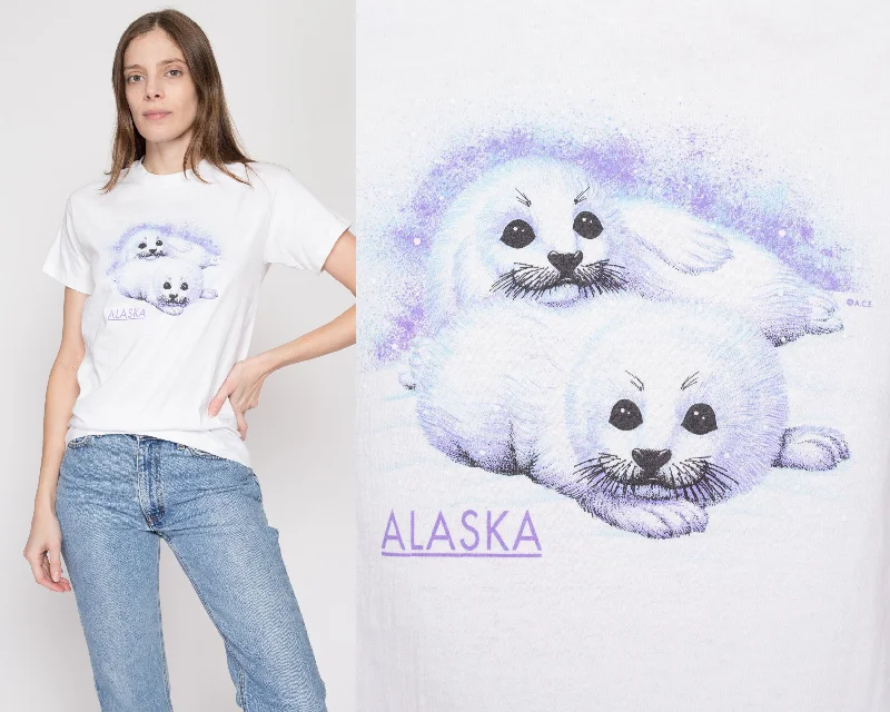 Cotton Blouses for Comfortable -XS 90s Alaska Baby Seal T Shirt