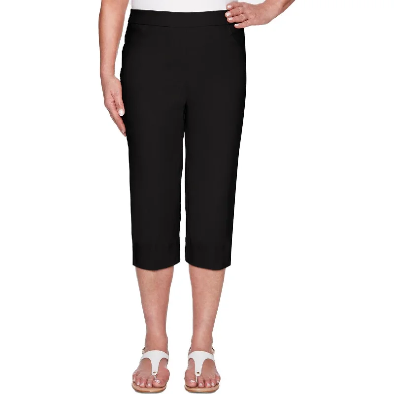 High-rise tight trousers for women with pleated front and classic look -Alfred Dunner Womens Stretch Rayon Capri Pants