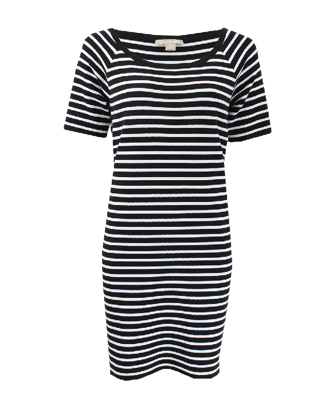 Midi Dresses for Versatile Wear -Compact Cotton Stripe Dress