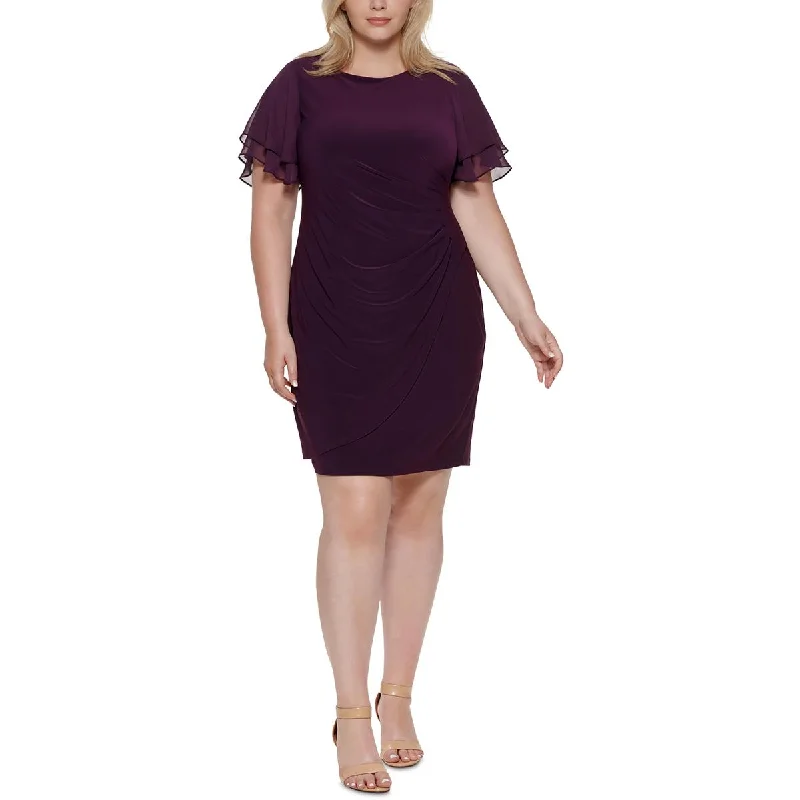 Midi Dresses for Versatile Wear -Jessica Howard Womens Plus Ruched Mini Sheath Dress