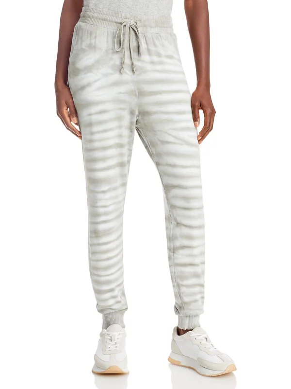 High-waisted tight trousers for women with flare leg and retro aesthetic -Journey Womens Ribbed Trim Knit Jogger Pants