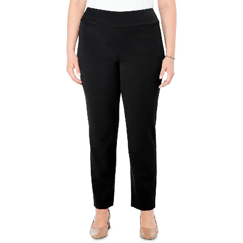 Lightweight tight trousers for women with breathable fabric and easy styling -Nic + Zoe Womens Plus Work It Solid Cable Knit Straight Leg Pants