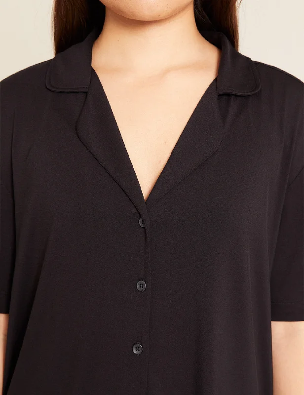 Lightweight Blouses for Easy -Goodnight Short Sleeve Sleep Shirt - Black