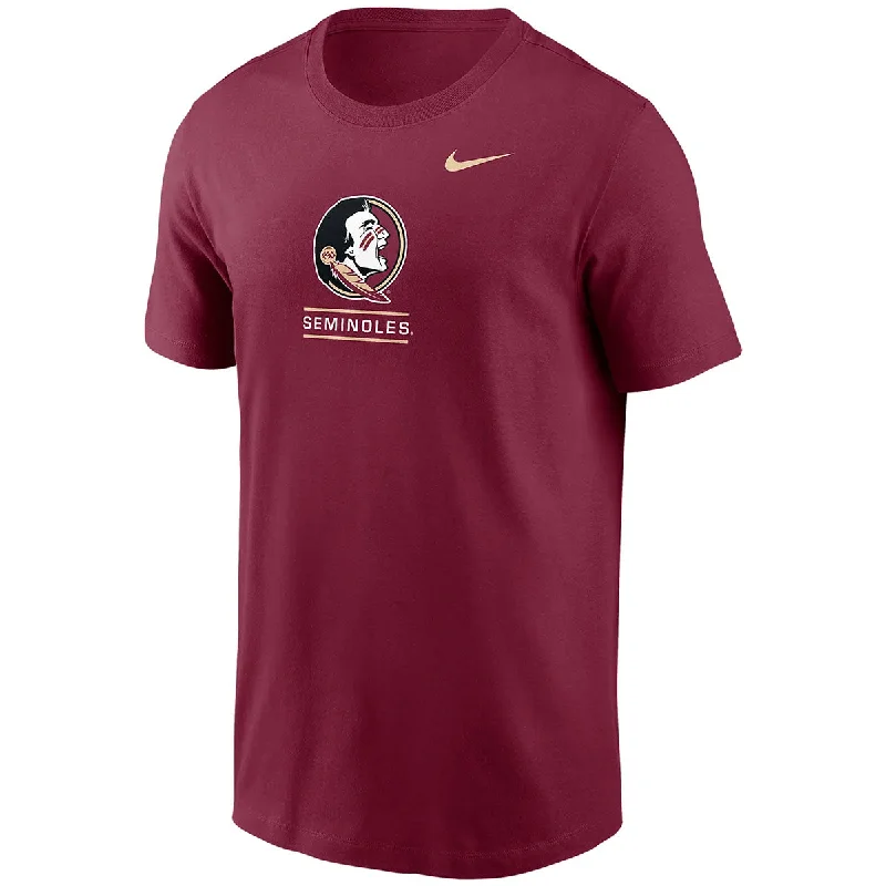 Tunic Blouses for Oversized -Nike Men's Seminole Logo/Seminoles Design Short Sleeve Cotton T-shirt - Garnet