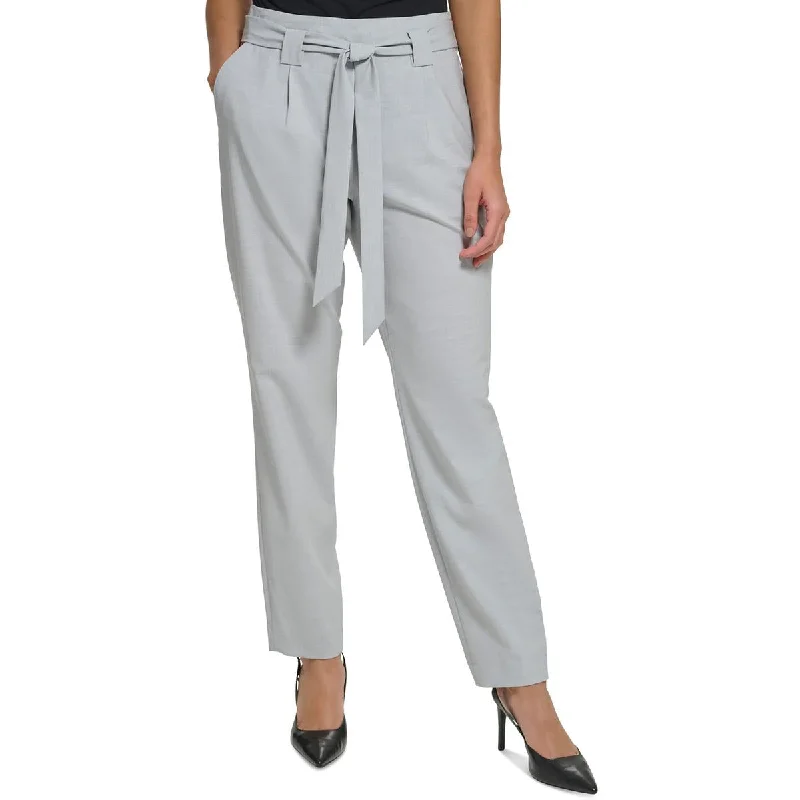 High-waisted tight trousers for women with belt loops for added style -Calvin Klein Womens High Rise Pleated Straight Leg Pants