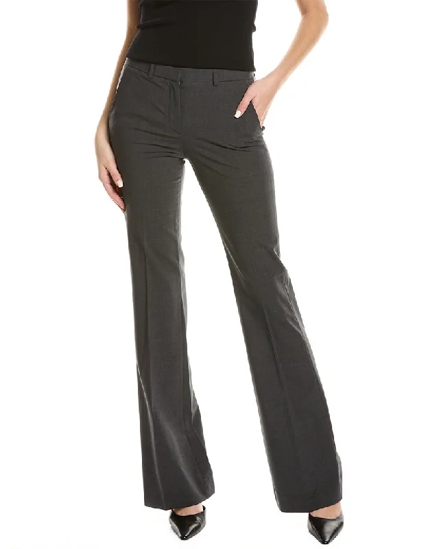 Stretchy knit tight trousers for women with soft fabric and relaxed fit -Theory Demitria Wool-Blend Pant