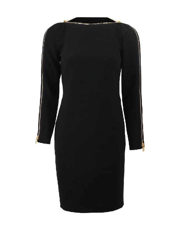 Black Dresses for Versatile -Zipper Detail Fitted Dress