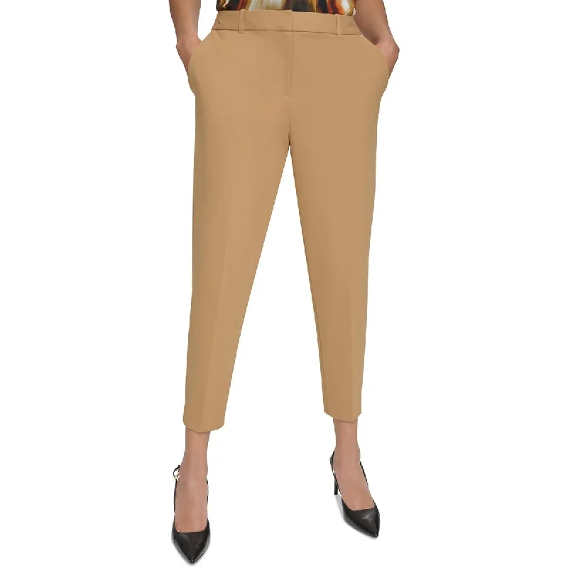 Smart casual tight trousers for women with cuffed ankle and tailored design -Calvin Klein Womens Solid  Ankle Pants