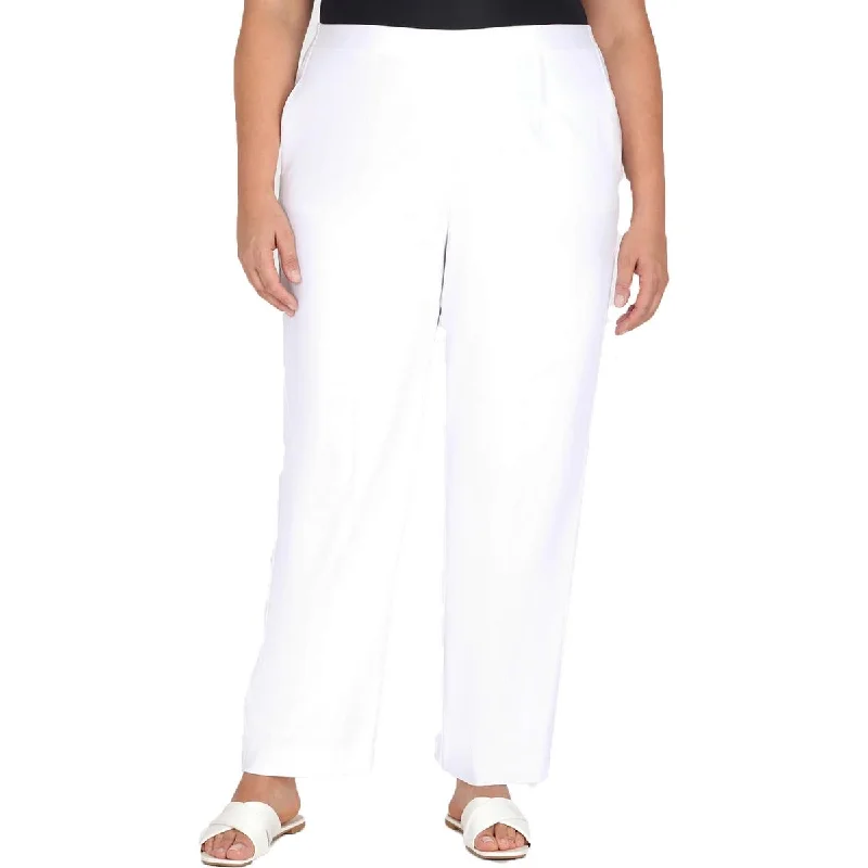 Stylish tight trousers for women with high-waisted fit for flattering look -Alfred Dunner Womens Plus Cool Vibrations Mid Rise Work Wear Ankle Pants