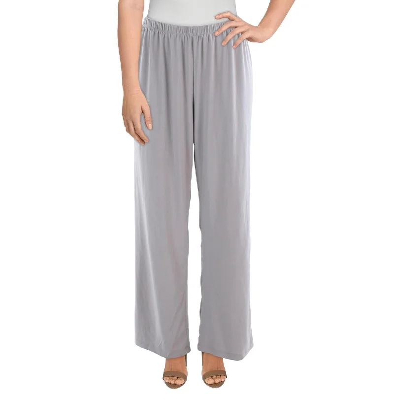 Stretchy knit tight trousers for women with soft fabric and relaxed fit -R&M Richards Womens Plus Pull On Special Occasion Wide Leg Pants