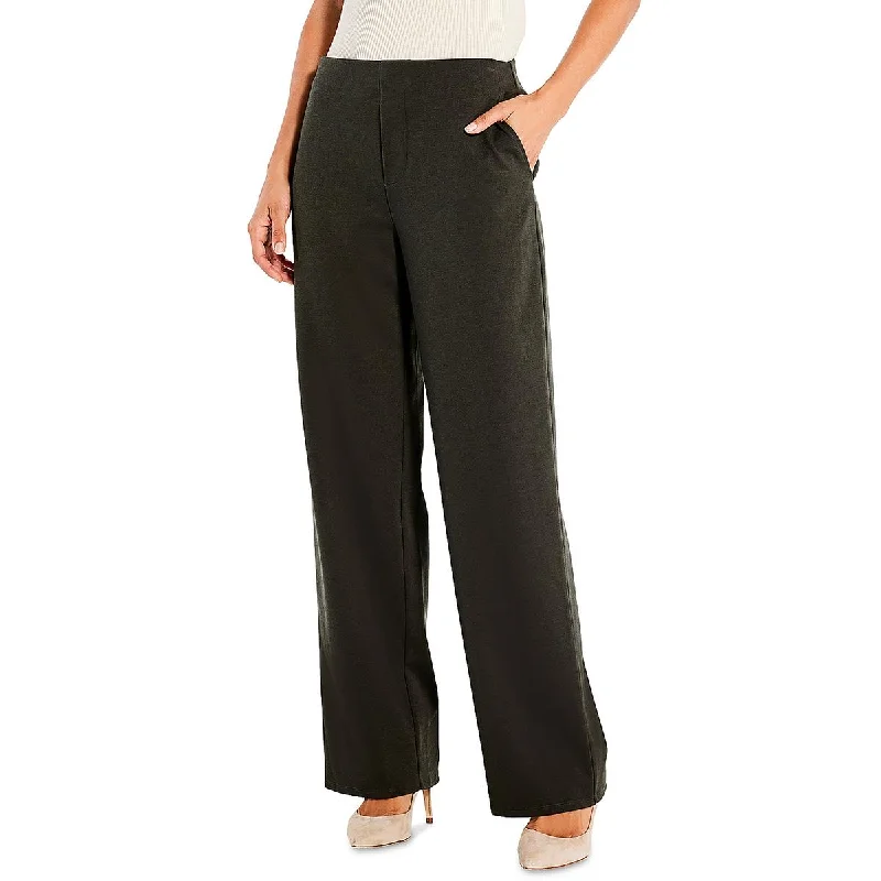 Form-fitting tight trousers for women with slimming effect and flattering cut -Nic + Zoe Womens High Rise Solid Wide Leg Pants