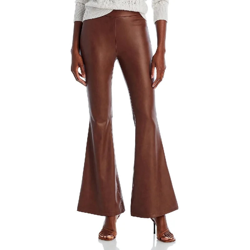 Printed tight trousers for women with bold patterns and eye-catching designs -BAGATELLE.NYC Womens Faux Leather High Waist Flared Pants