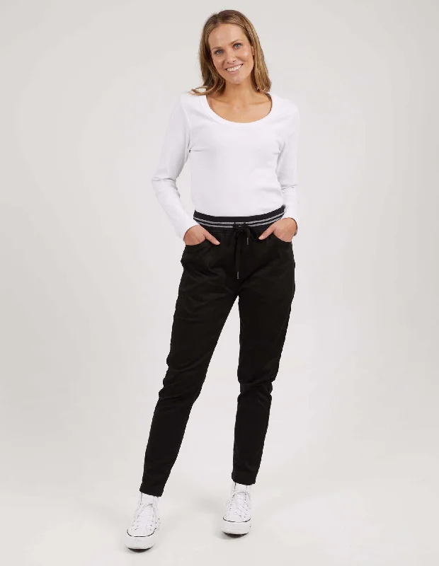 Casual tight trousers for women with cotton blend fabric for easy everyday wear -Elm Margo Jogger Black