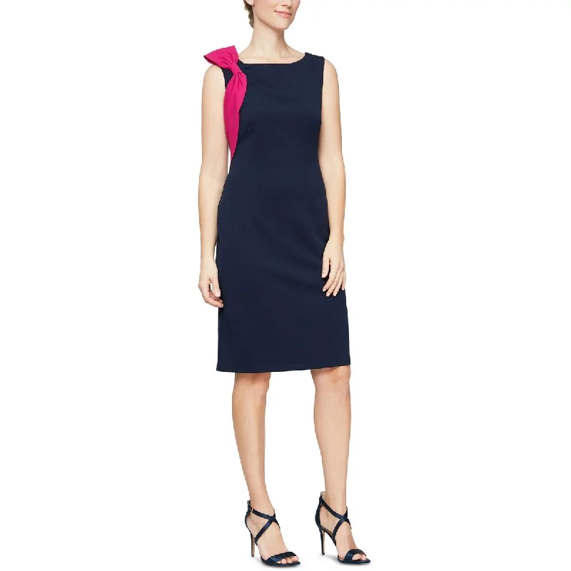 Buttoned Dresses for Stylish -SLNY Womens    Bow Sleeveless Sheath Dress