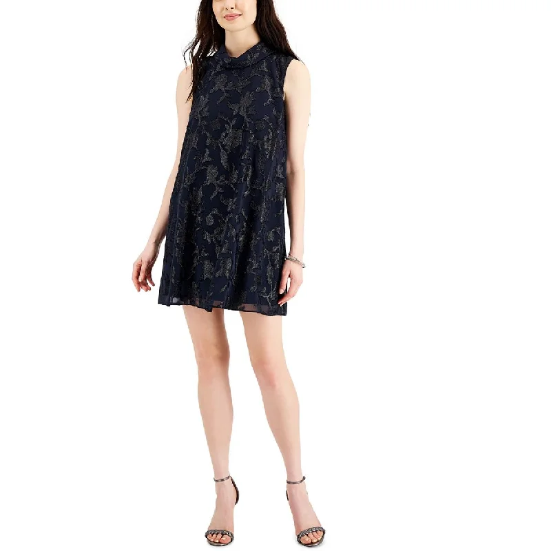 Lace Bodice Party Dress for Delicate -Connected Apparel Womens Petites Metallic Mini Cocktail and Party Dress