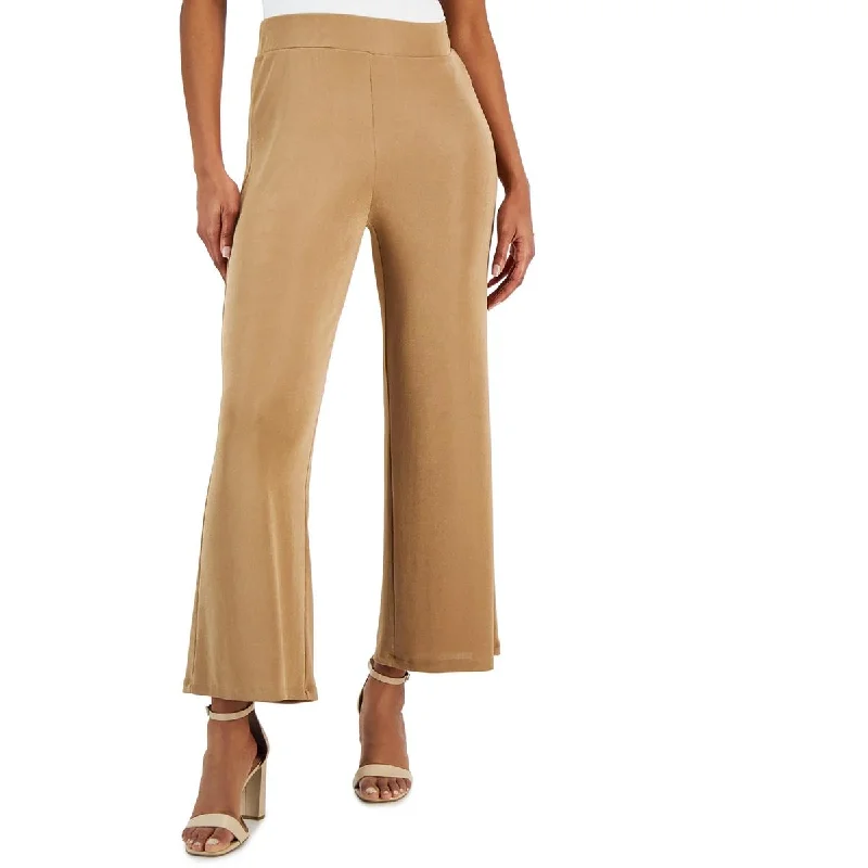 Soft wool tight trousers for women with cozy, refined fabric for cold weather -Kasper Womens Stretch Knit Wide Leg Pants