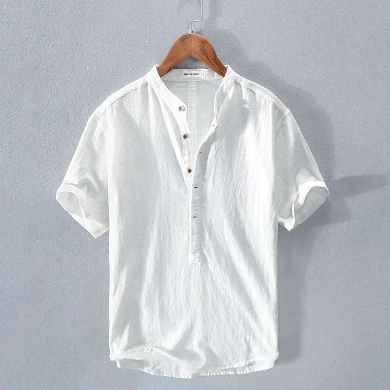 V Neck Blouses for Flattering -Japanese Retro Stand Collar T-shirt for Men