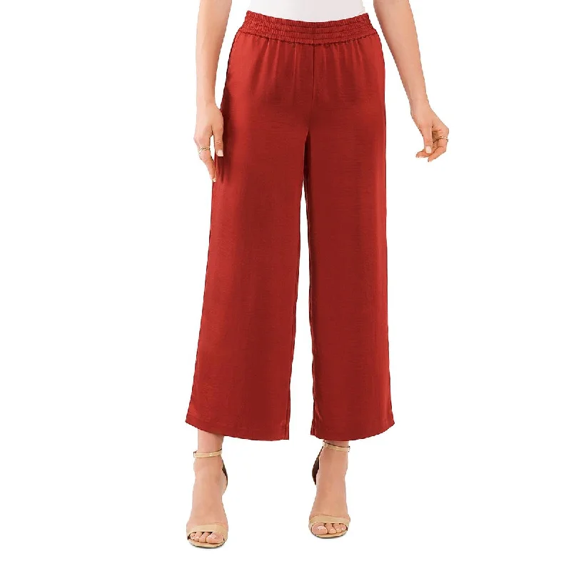 Cozy tight trousers for women with fleece-lined fabric for warmth during cold weather -Vince Camuto Womens Cropped Satin Wide Leg Pants