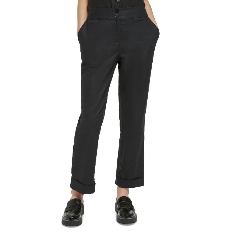 High-waisted tight trousers for women with belt loops for added style -Calvin Klein Womens Plus Linen Straight Leg Straight Leg Pants