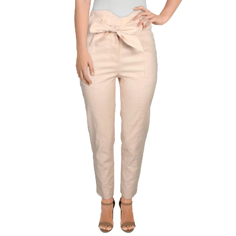 Comfortable tight trousers for women with soft cotton fabric and stretch -Jonathan Simkhai Womens Remington Linen Belted Pants