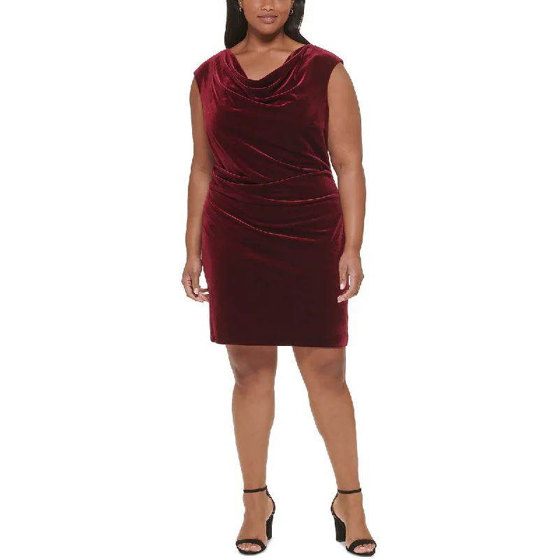 Off Shoulder Party Dress for Sexy Look -Jessica Howard Womens Plus Velvet Mini Cocktail and Party Dress